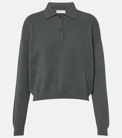 BRUNELLO CUCINELLI COTTON POLO SWEATER