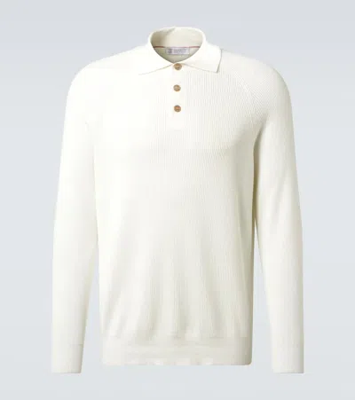 Brunello Cucinelli Polo-pullover Aus Baumwolle In Panama+nebbia
