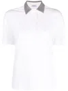 Brunello Cucinelli Stud-embellished Cotton Polo Shirt In White