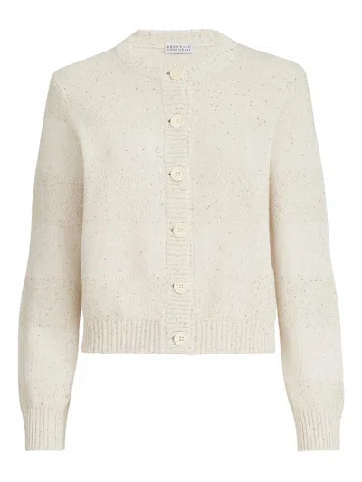 Brunello Cucinelli Cotton Polyester Bull Cardigan In White