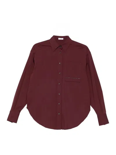 Brunello Cucinelli Cotton Popeline Shirt In Red