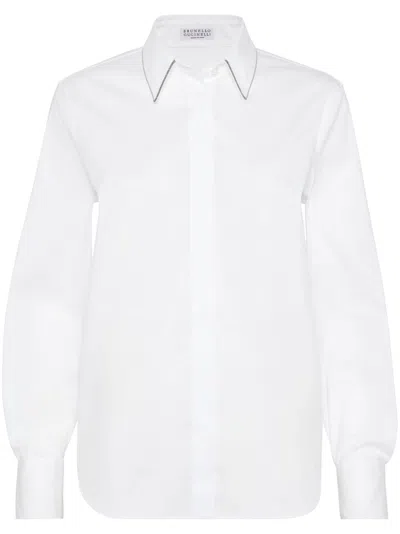 Brunello Cucinelli Cotton Popeline Shirt In White