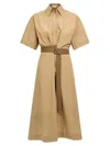 Brunello Cucinelli Cotton Poplin Chemiser Dress With Adjustable Belt In Neutral