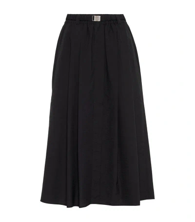 Brunello Cucinelli Cotton Poplin Midi Skirt In Black