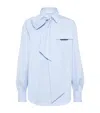 Brunello Cucinelli Long Sleeve Collared Shirt With Bow Detail In Blue