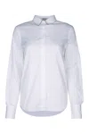Brunello Cucinelli Women's Cotton Poplin Shirt W Monili Trim At Collar In C159