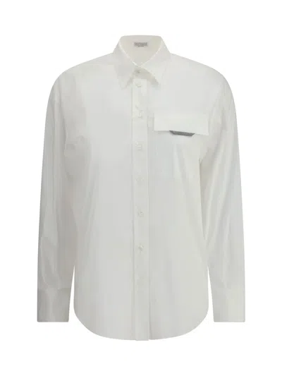 Brunello Cucinelli Cotton Poplin Shirt In White