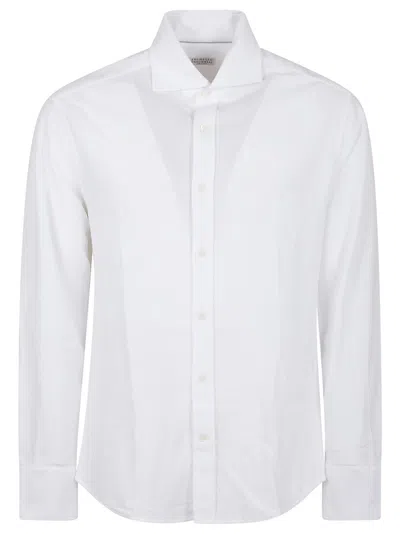 Brunello Cucinelli Cotton Poplin Shirt With French Collar In White