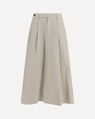 Brunello Cucinelli Cotton Poplin Skirt With Monili Detail In Neutral