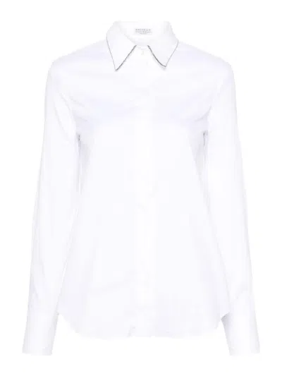 Brunello Cucinelli Monili-chain Poplin Shirt In White