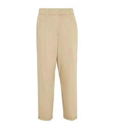 Brunello Cucinelli Cotton Poplin Trousers In Brown