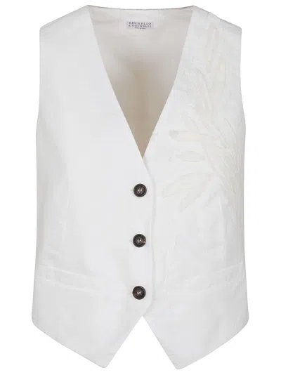 Brunello Cucinelli Embroidered Waistcoat In White