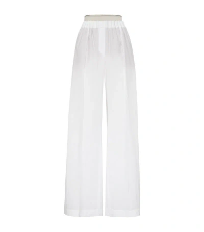 Brunello Cucinelli Cotton Poplin Wide-leg Trousers In White