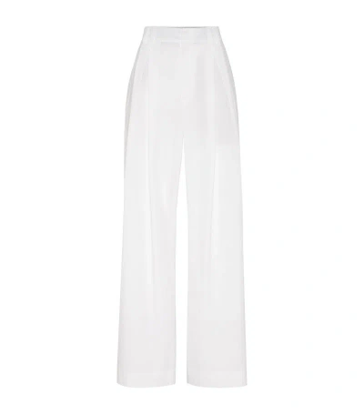 Brunello Cucinelli Cotton Poplin Wide Tailored Trousers In White