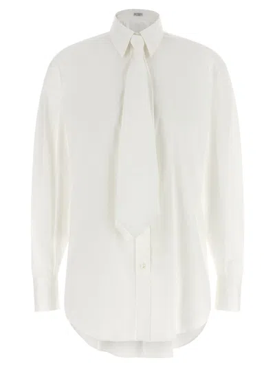 Brunello Cucinelli Cotton Poplin With Monile Detail Blouse In White