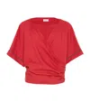 Brunello Cucinelli Cotton Poplin Wrap-over Blouse In Red