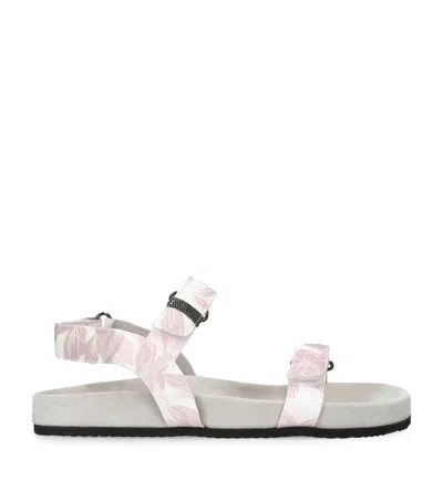 Brunello Cucinelli Kids' Cotton Printed Sandals In Pink