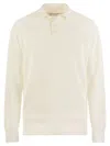 Brunello Cucinelli Cotton Rib Knit Polo Shirt With Long Raglan Sleeve In White