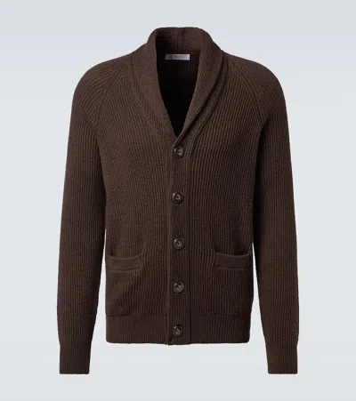 Brunello Cucinelli Cotton Ribbed-knit Cardigan In Brown