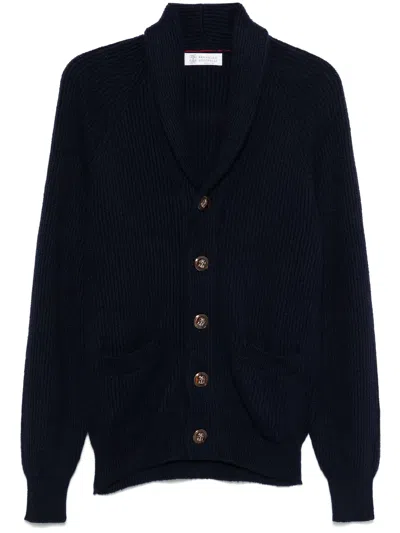 Brunello Cucinelli Cotton Ribbed Knit Cardigan In Black