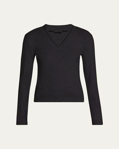 Brunello Cucinelli Cotton Ribbed Knit Top With Monili Detail In Black