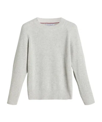 Brunello Cucinelli Cotton Ribbed-knit Jumper In White