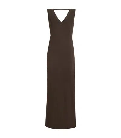 Brunello Cucinelli Cotton Rib-knit Monoli Maxi Dress In Brown
