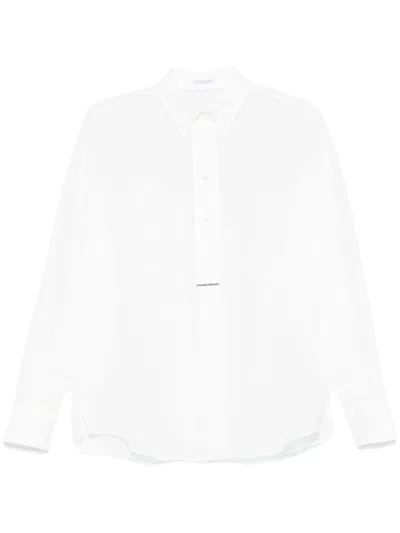Brunello Cucinelli Cotton Semi-sheer Long Sleeves Shirt In White