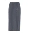 Brunello Cucinelli Cotton Sequin-stripe Midi Skirt In Gray