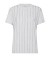 Brunello Cucinelli Women Striped T-shirt With Mini Sequins In Gray