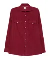 Brunello Cucinelli Easy Fit Western Shirt In Corduroy In Red