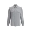 Brunello Cucinelli Cotton Shirt With Patch Pockets And Long Sleeves In Blue
