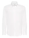 Brunello Cucinelli Men's Basic Fit Solid Sport Shirt With Button-down Collar In White