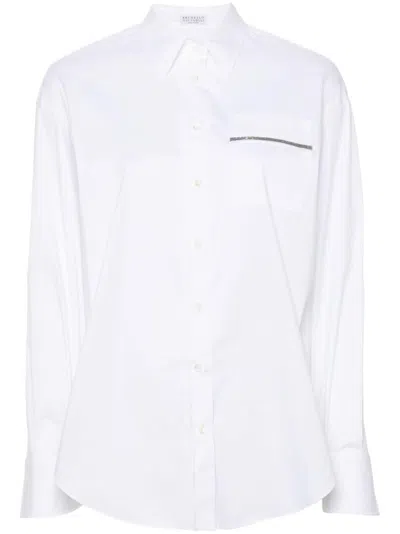 Brunello Cucinelli Women's Cotton Shirt In White