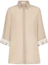 Brunello Cucinelli Cotton Shirt Embroidered Cuffs In Beige