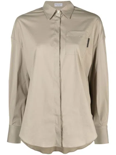 Brunello Cucinelli Cotton Shirt In Beige