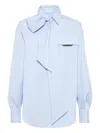Brunello Cucinelli Long Sleeve Collared Shirt With Bow Detail In Blue