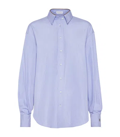 Brunello Cucinelli Cotton Shirt In Blue