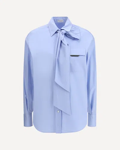 Brunello Cucinelli Cotton Shirt In Blue