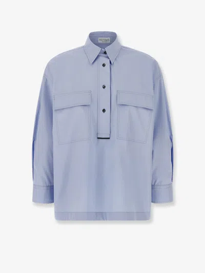 Brunello Cucinelli Cotton Shirt In Blue