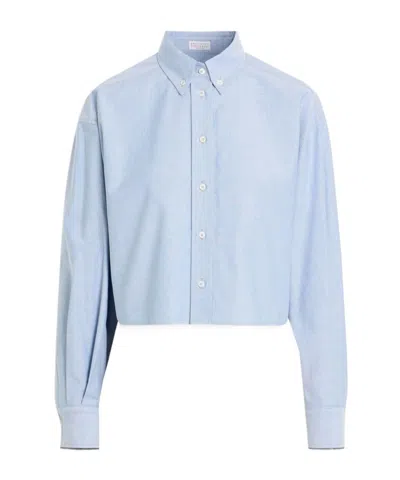 Brunello Cucinelli Cotton Shirt In Blue
