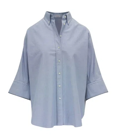 Brunello Cucinelli Cotton Shirt In Blue