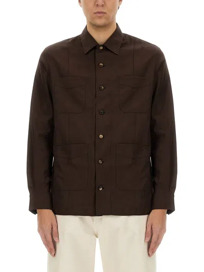 Brunello Cucinelli Cotton Shirt In Brown