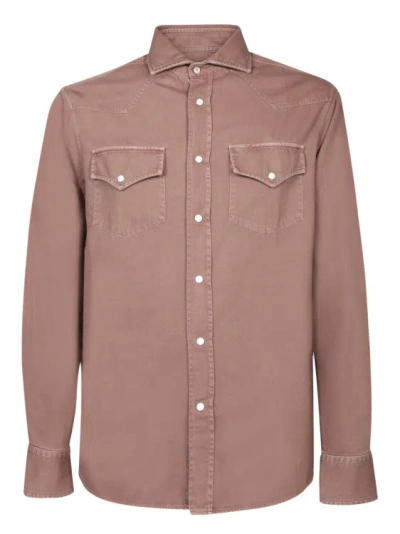 Brunello Cucinelli Cotton Shirt In Brown