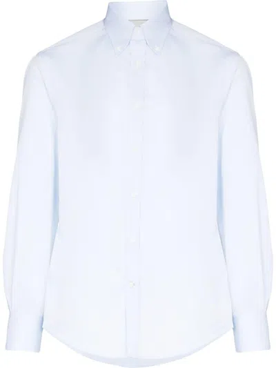 Brunello Cucinelli Cotton Twill Shirt In Clear Blue