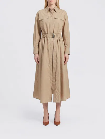 Brunello Cucinelli Cotton Shirt Dress In Brown
