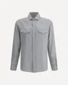 Brunello Cucinelli Cotton Shirt With Patch Pockets And Long Sleeves In Gray