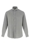 Brunello Cucinelli Long Sleeve Button-down Collar Cotton Shirt In Gray