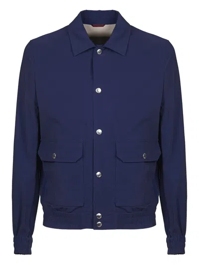 Brunello Cucinelli Cotton Shirt Jacket In Blue
