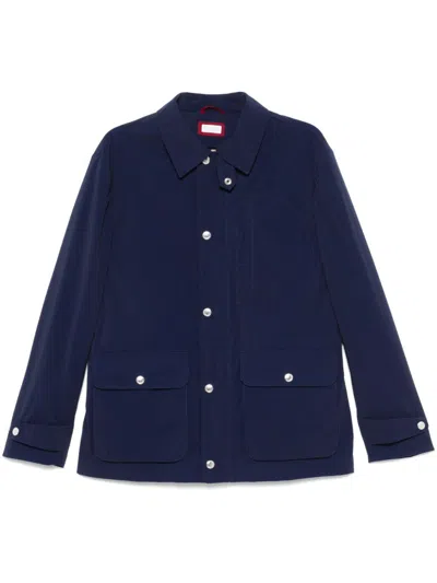 Brunello Cucinelli Linen-silk Shirt Jacket In Blue